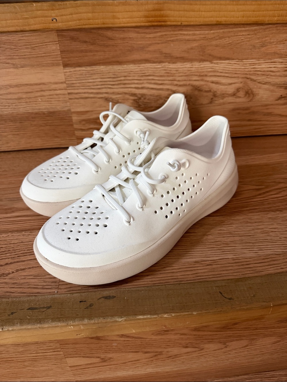 CROCS Women's All-White Perforated Lace-Up Sneakers